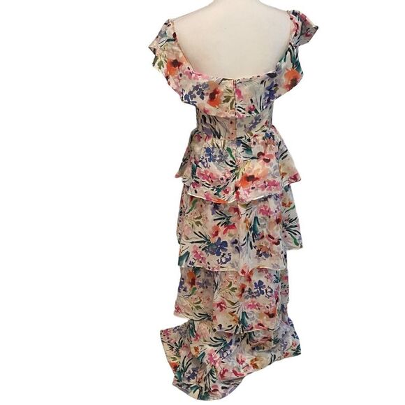 Amanda Uprichard Floral Ruffle Venezia Gown Size Small - Picture 7 of 8